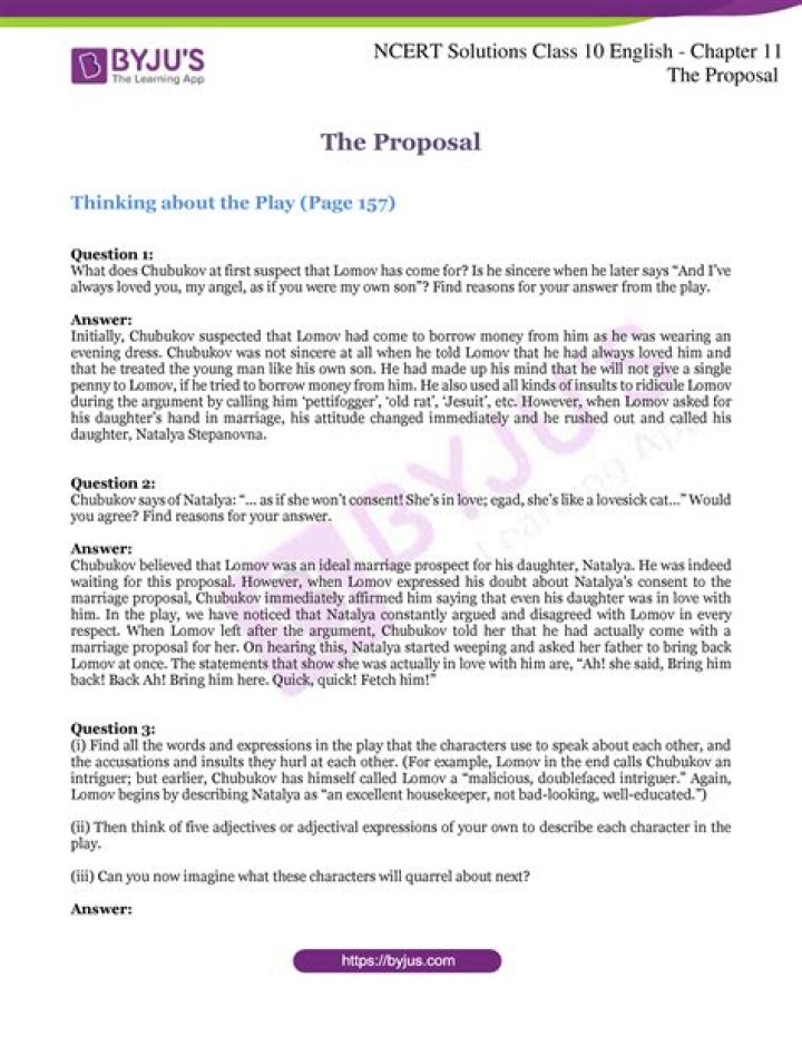What is the play The Proposal about class 10?